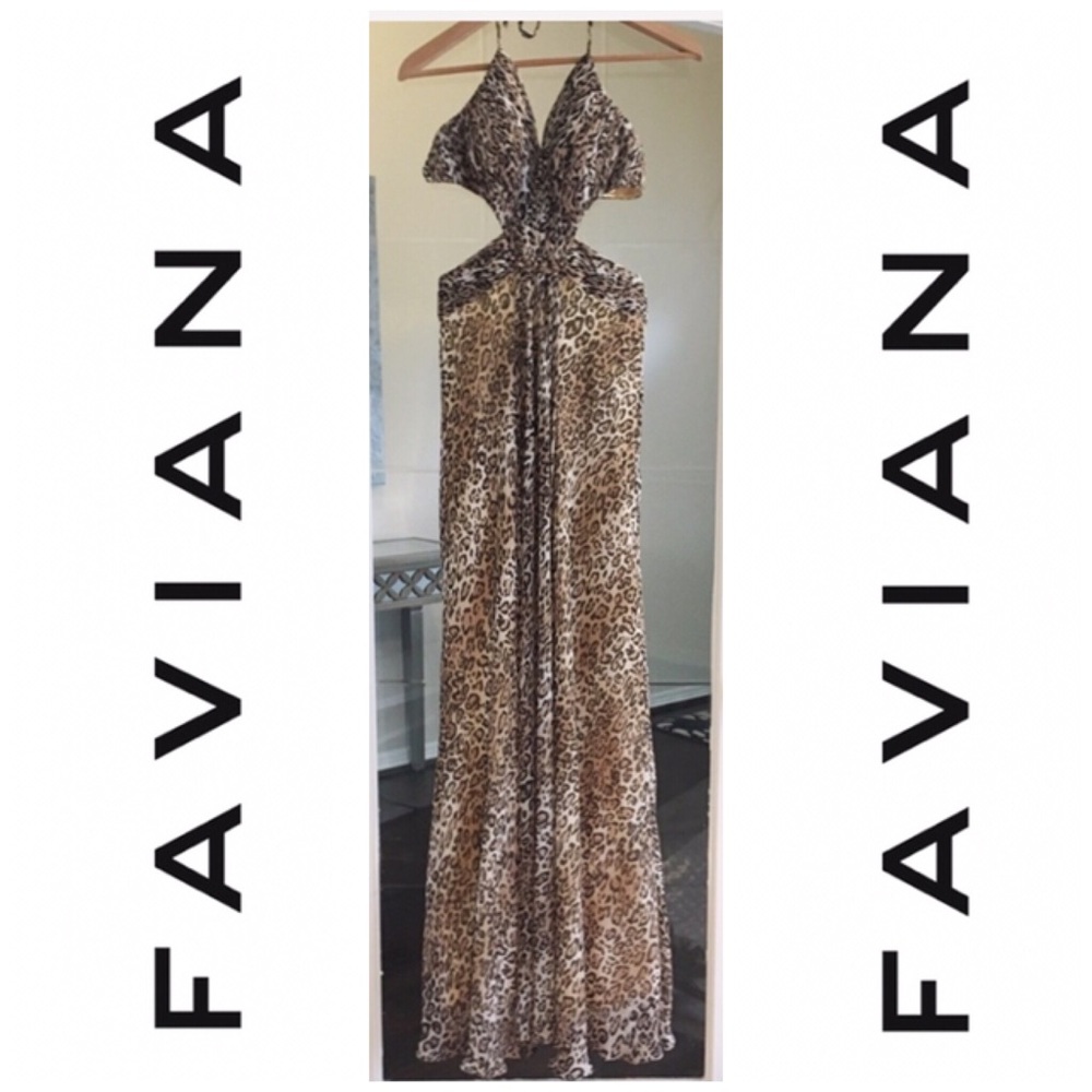 🍃FAVIANA Couture Leopard Side Cut-Out Chiffon Dress